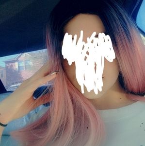 Shoulder length pink wig